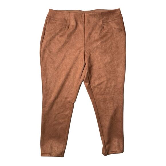 Cato Pants - Cato Faux Suede Plus Size Pants 18/20W Stretch Waist, High Rise, Workwear, Brown